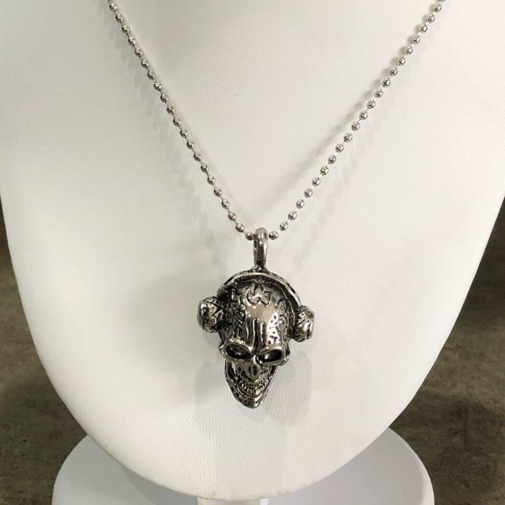 5/$20 Music DJ Skull with Headphones Skull Horror Necklace